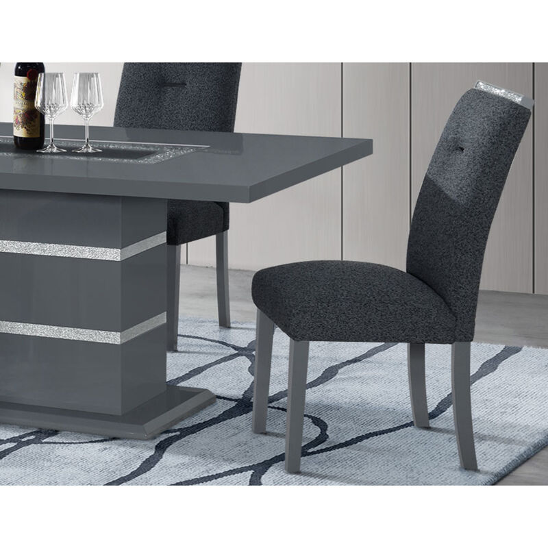 Monaco Dark Grey Upholstered Dining Chairs Set of 2 image number 2