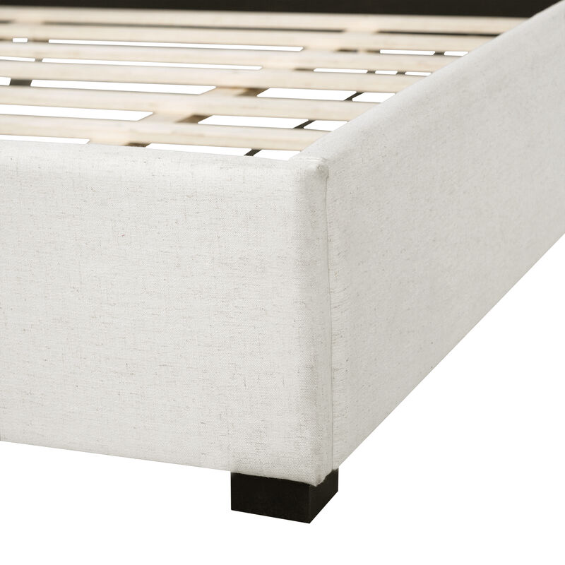 Christopher Knight Home Becky Modern Linen Upholstered Bed Frame with Headboard and Rubberwood Legs image number 8