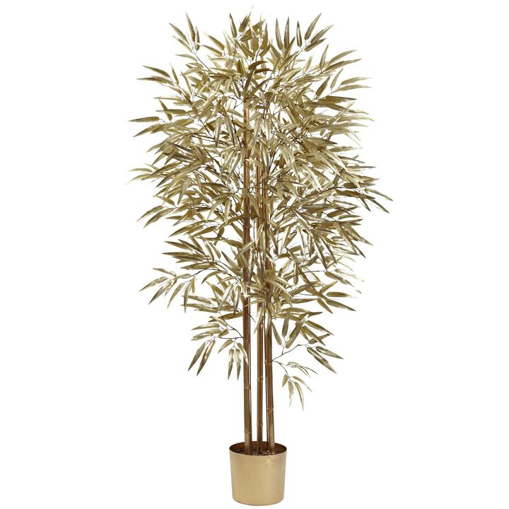 Nearly Natural 5-ft Golden Bamboo Tree x 3 w/880 Lvs