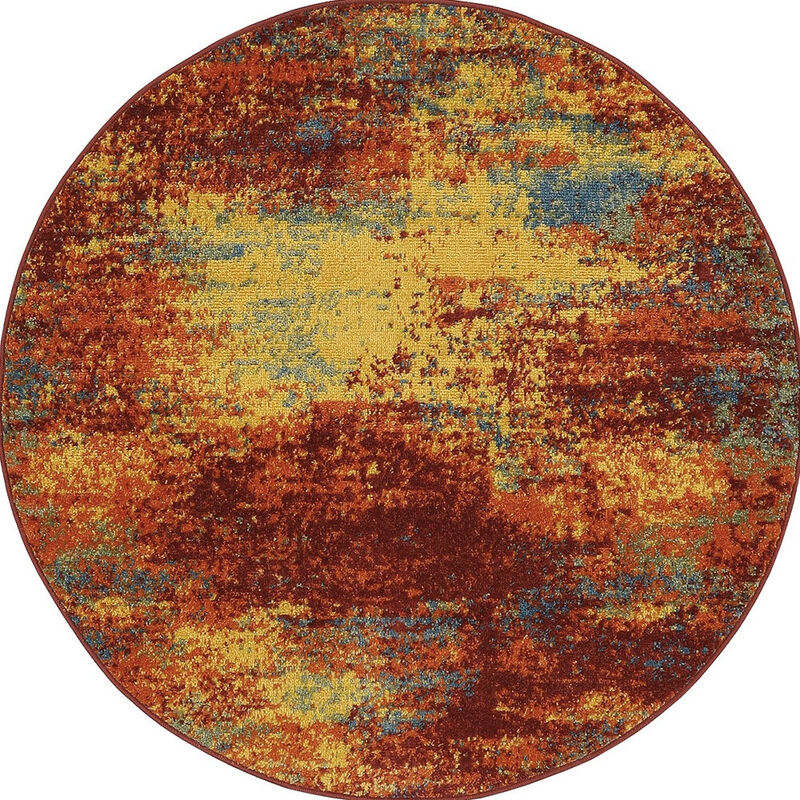 HomeRoots Round Abstract Indoor Outdoor Area Rug image number 0