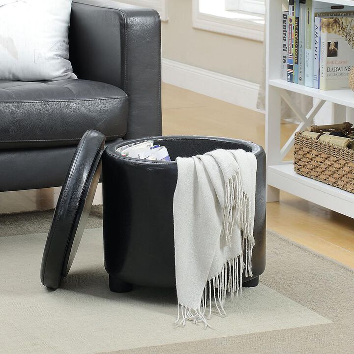 Convience Concept, Inc. Designs 4 Comfort Round Accent Storage Ottoman with Reversible Tray Lid