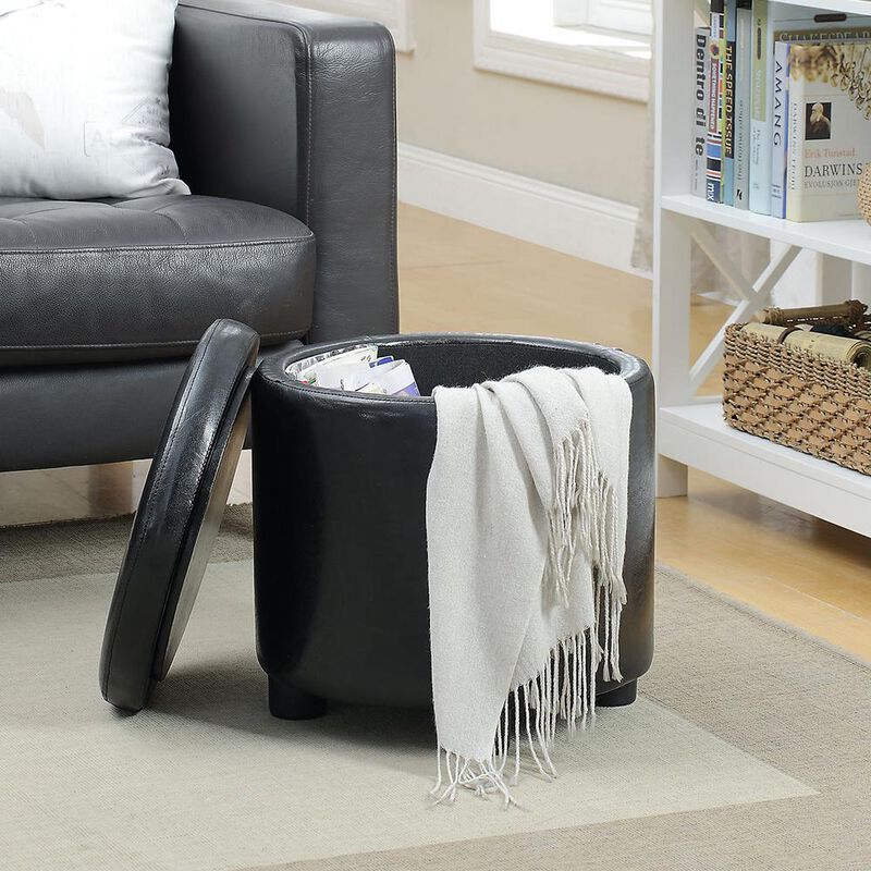 Convience Concept, Inc. Designs 4 Comfort Round Accent Storage Ottoman with Reversible Tray Lid