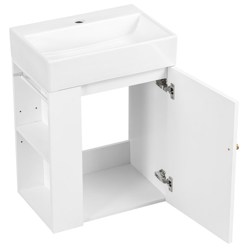 Whisen 20 Inch Bathroom Vanity with Ceramic Sink, MDF Construction, Modern Cabinet with Storage for Bathroom image number 6