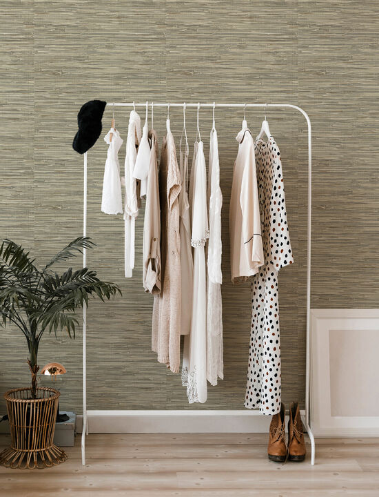 Exhale Olive Woven Faux Grasscloth Wallpaper (Set of 2)