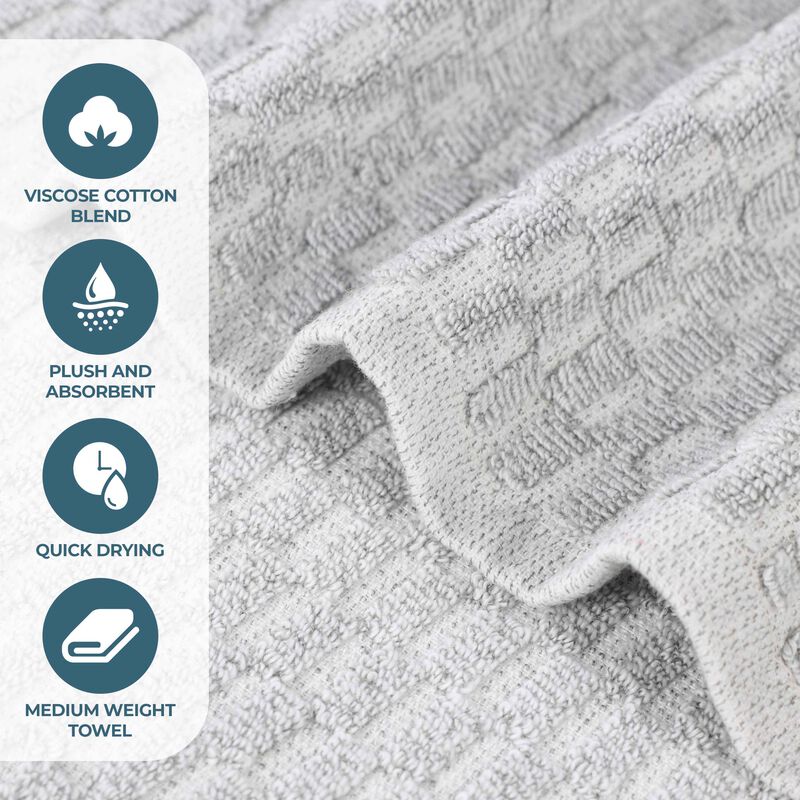 2-Piece Cotton Blend Bath Towel Set with Checkered Texture, Quick Dry image number 4