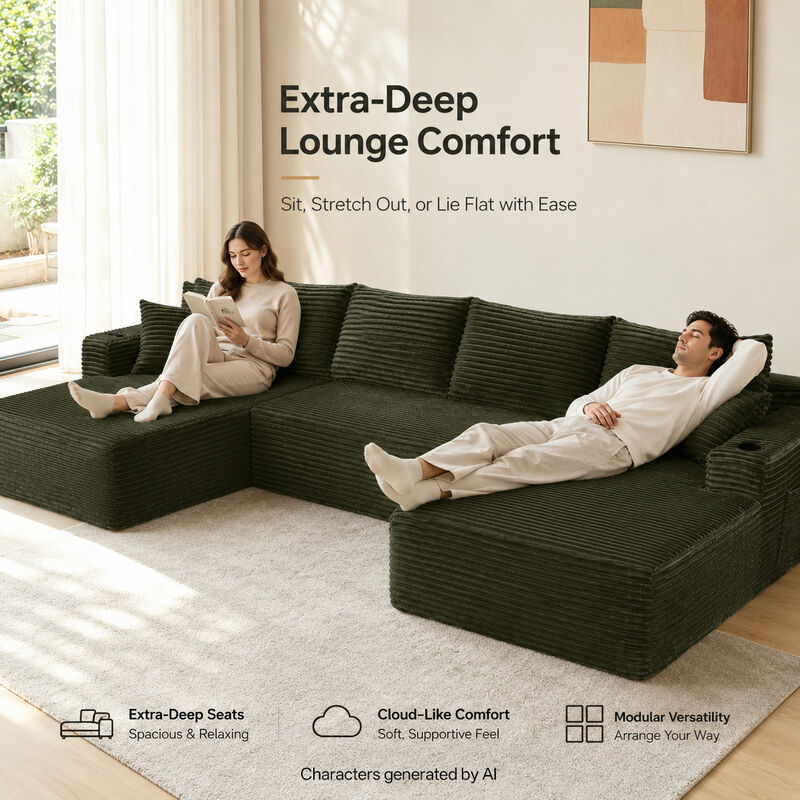 Rosest 134" Cloud Sectional Sofa image number 2