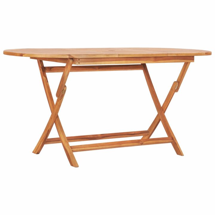 vidaXL Folding Garden Table 62.9"x31.4"x29.5" Solid Teak Wood