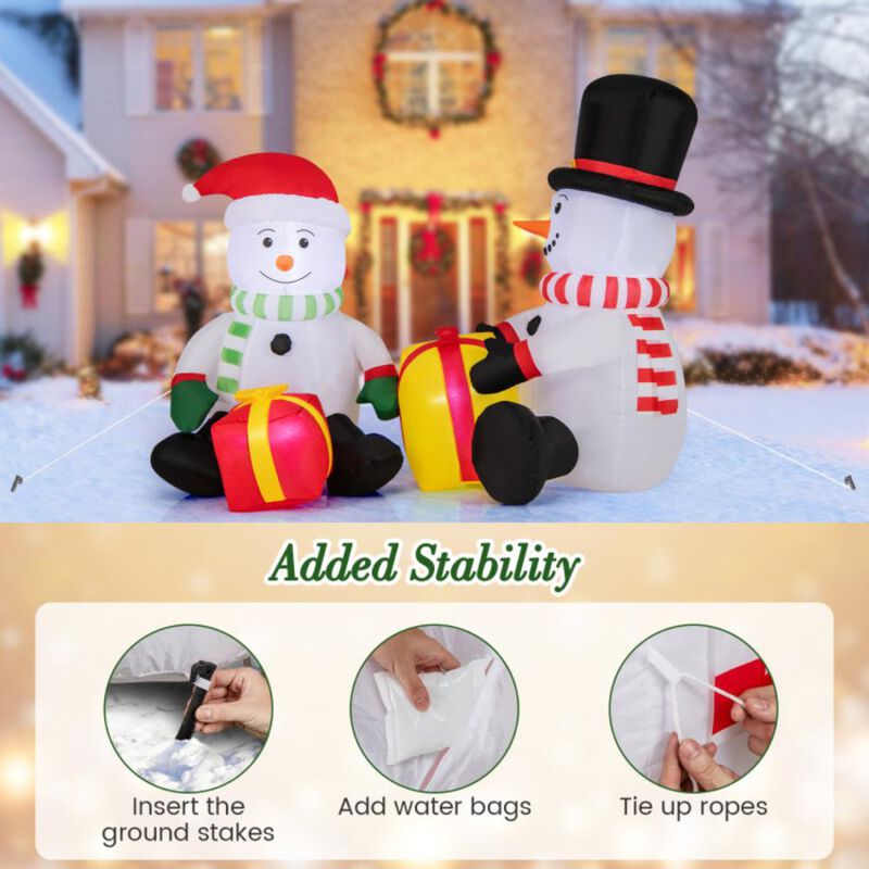 Hivvago 5 Feet 2 Cute Blow-up Snowman Christmas Inflatables with Gift Boxes