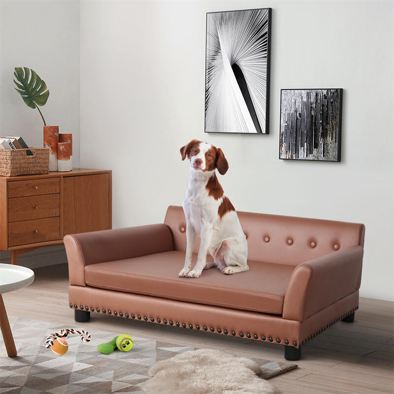 XX-Large Dog Couch Pet Sofa Bed Luxury Anti-wear Leather Dog Cat Snuggle Lounger image number 2