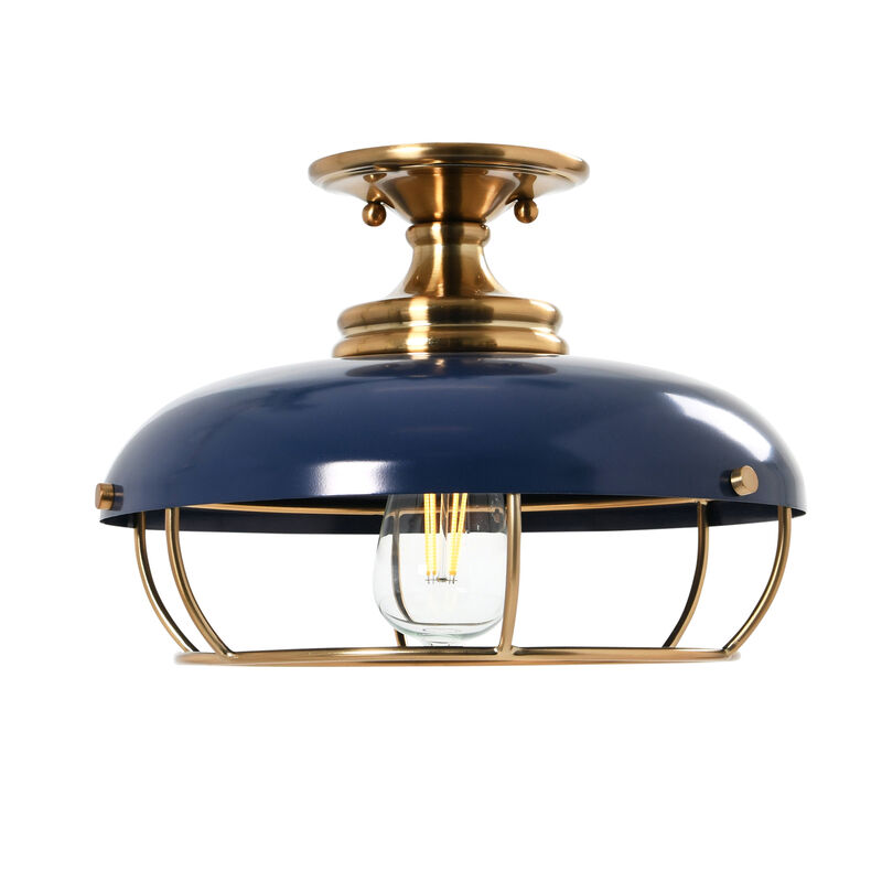 Presley Caged Dome Metal Semi-Flush Mount Ceiling Light image number 0