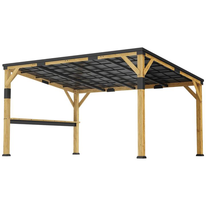 Hivvago Wooden 10x14 Pergola Gazebo with Bar Shelf