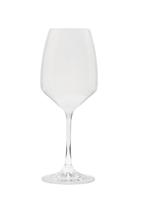 Set of 6 White Water Glasses with Clear Stem