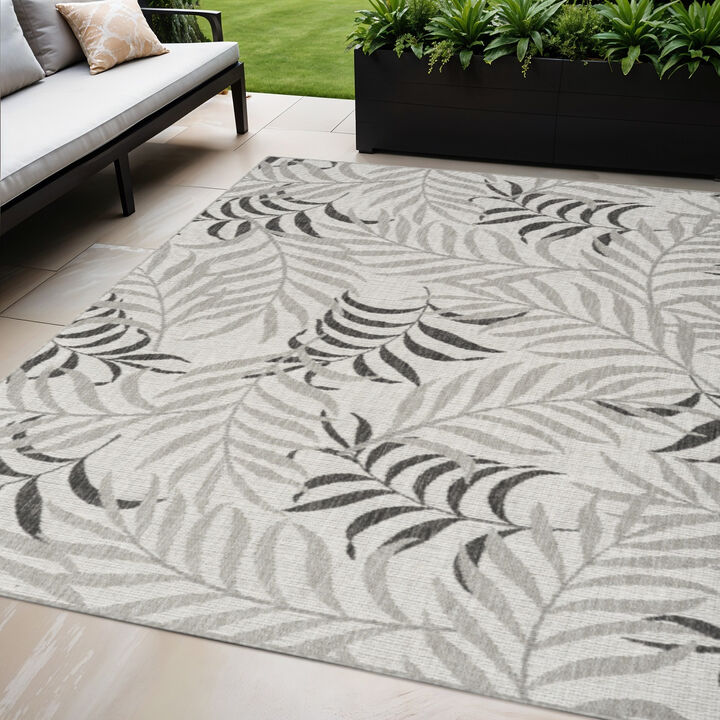 HomeRoots Palm Leaf Indoor Outdoor Area Rug