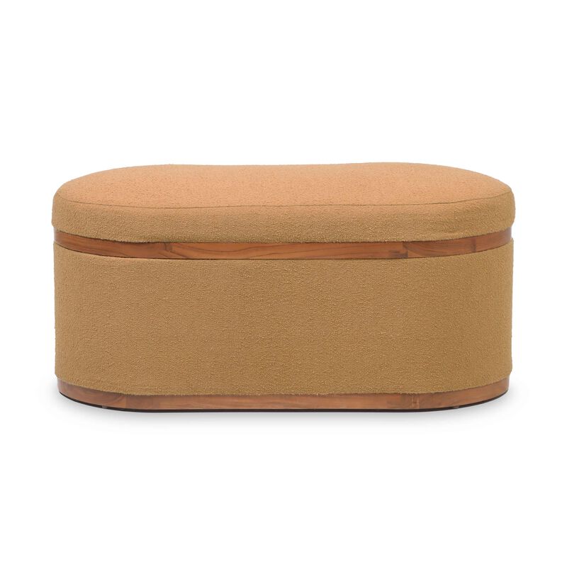 Olivier Peach Boucle Oval Storage Ottoman
