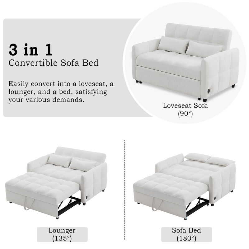 Merax Loveseat Sofa Pull-out Sleeper Sofa with 3 USB Ports