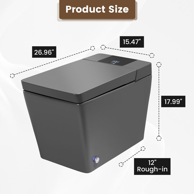 Smart Toilet with Full Automation, Square Design, Radar and Foot Sensors, and Instant Heating image number 2