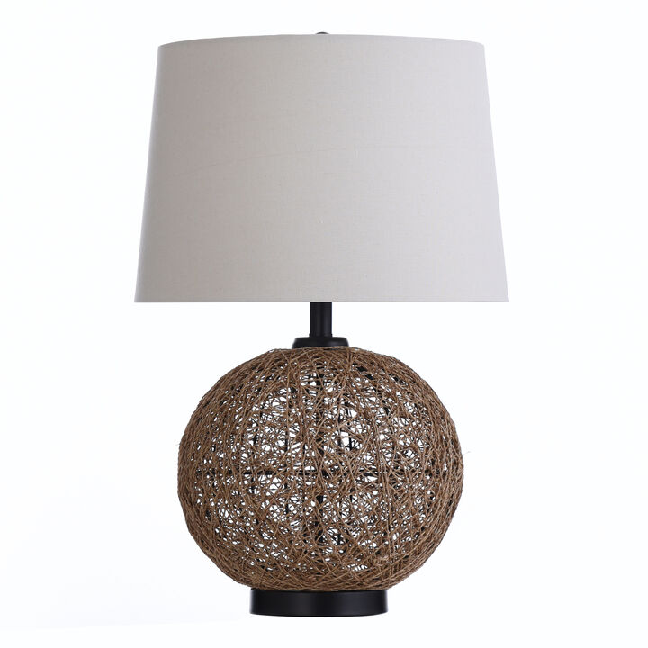 Woven Rattan Ball Table Lamp (Set of 2)