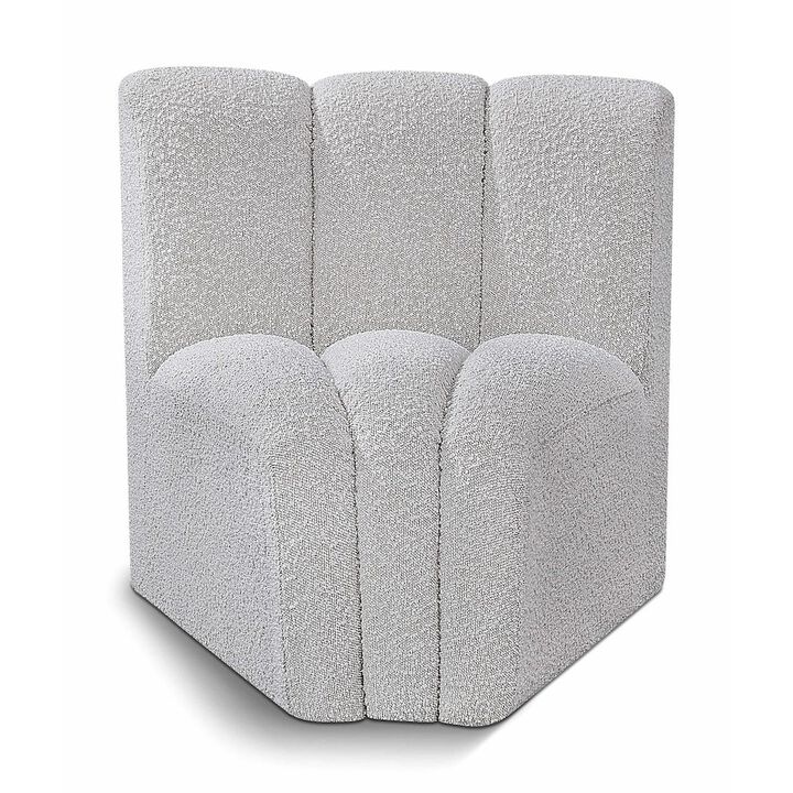 Meridian Furniture Arc Grey Boucle Fabric Curved Corner