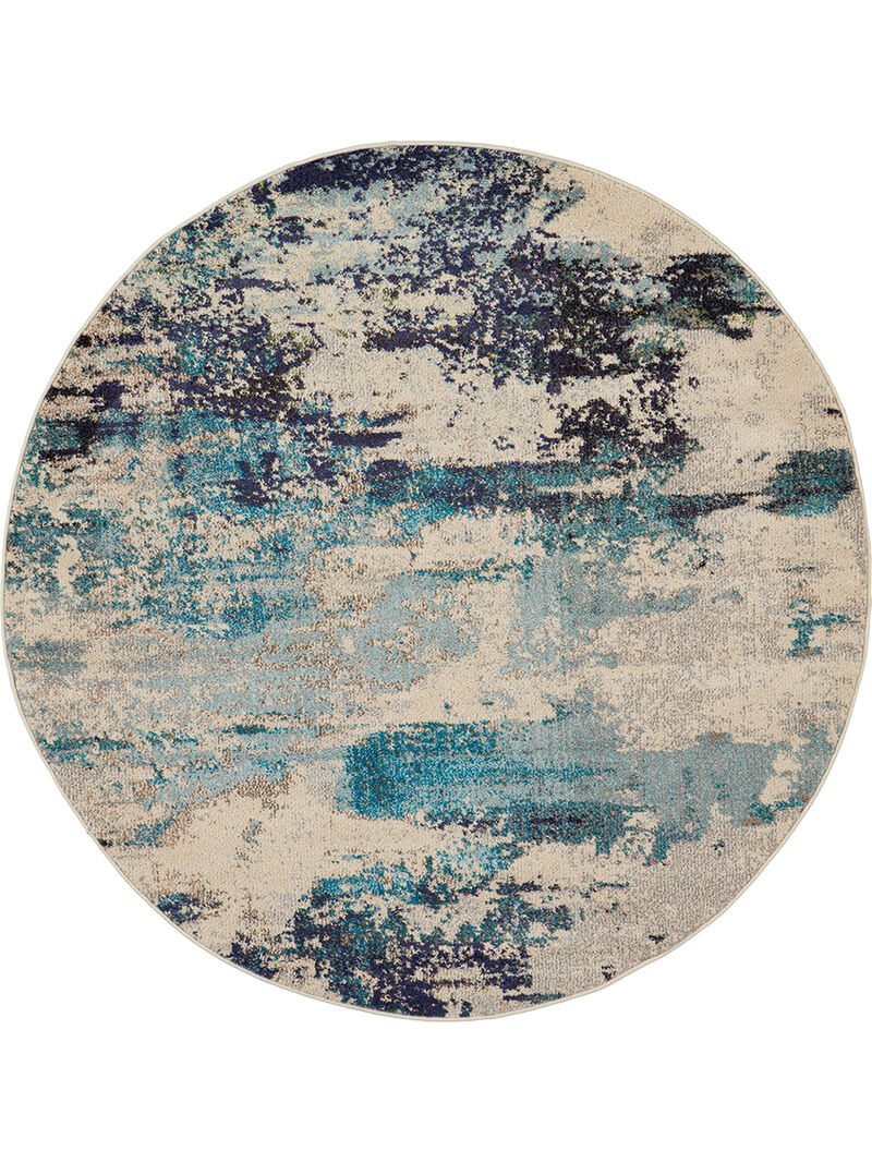 Celestial CES02 Ivory/Blue 4' x Round Rug