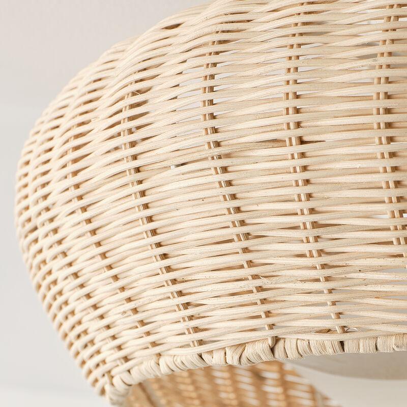 19.7" Bohemian Handwoven Rattan Caged Antique White Reversible Ceiling Fan with Light and Remote image number 8