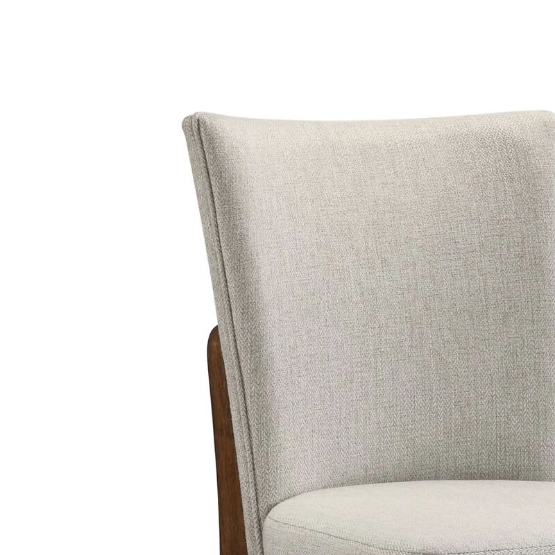 Lere Dining Chair Set of 2, Beige Fabric, Antique Style Brown Wood image number 4