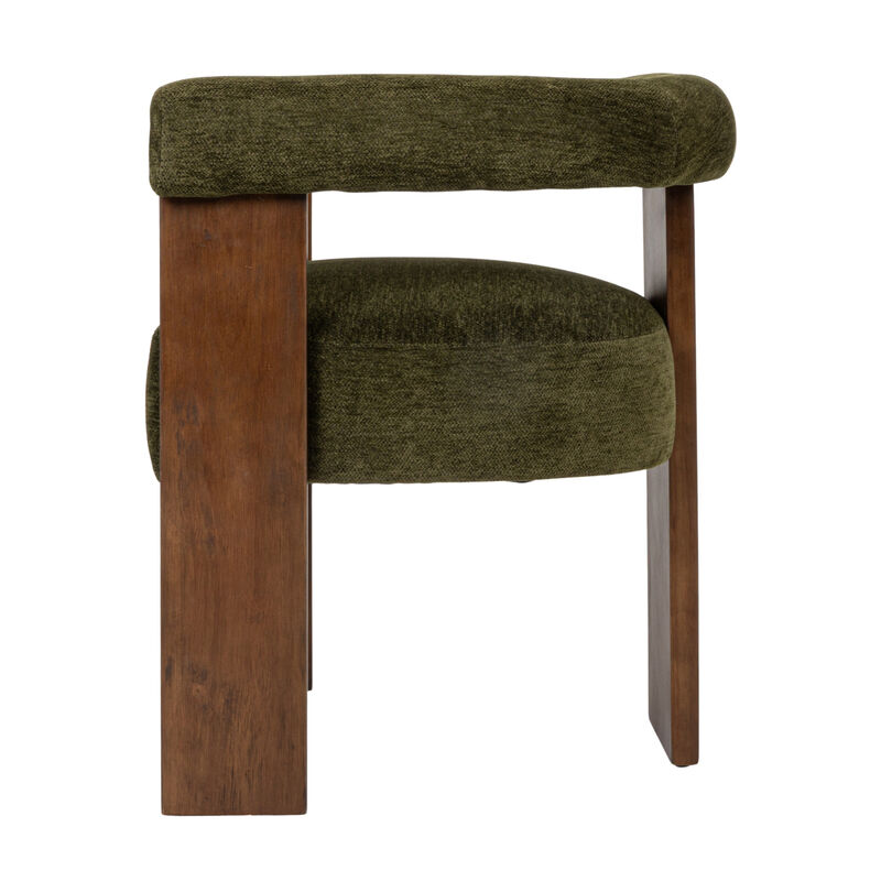 Barrel Back Accent Chair with Velvet Upholstery and Wood Frame, Green image number 4