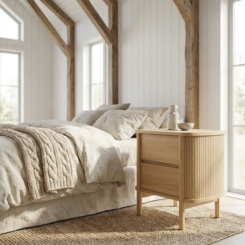 Nightstand with Modern Design and Compact Storage in Brown Finish image number 3