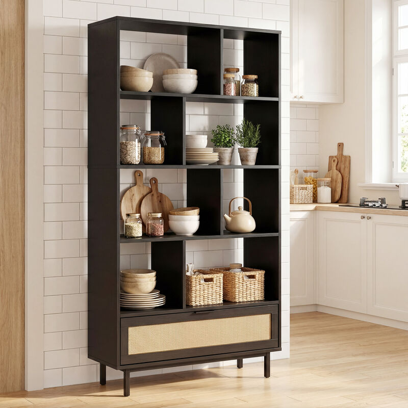 64 Inch Bookcase with 8 Open Cubes Storage Organizer Shelf image number 4