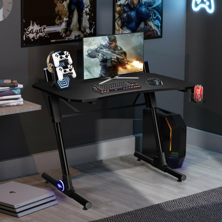 Hivvago 43.5 Inch Height Adjustable Gaming Desk with Blue LED Lights