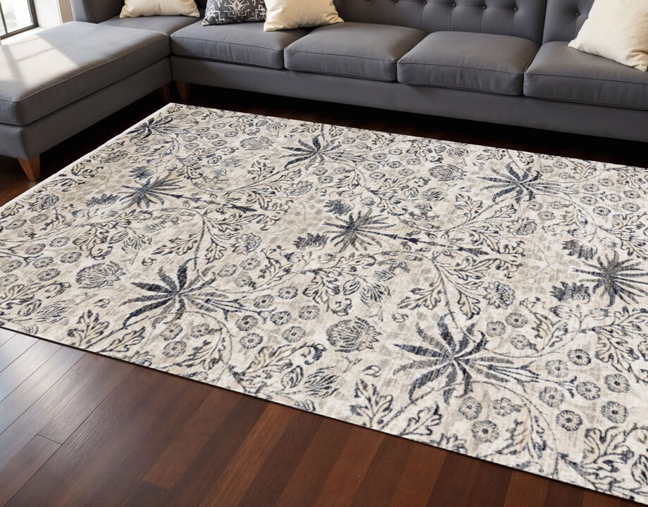 HomeRoots Floral Medallion Area Rug