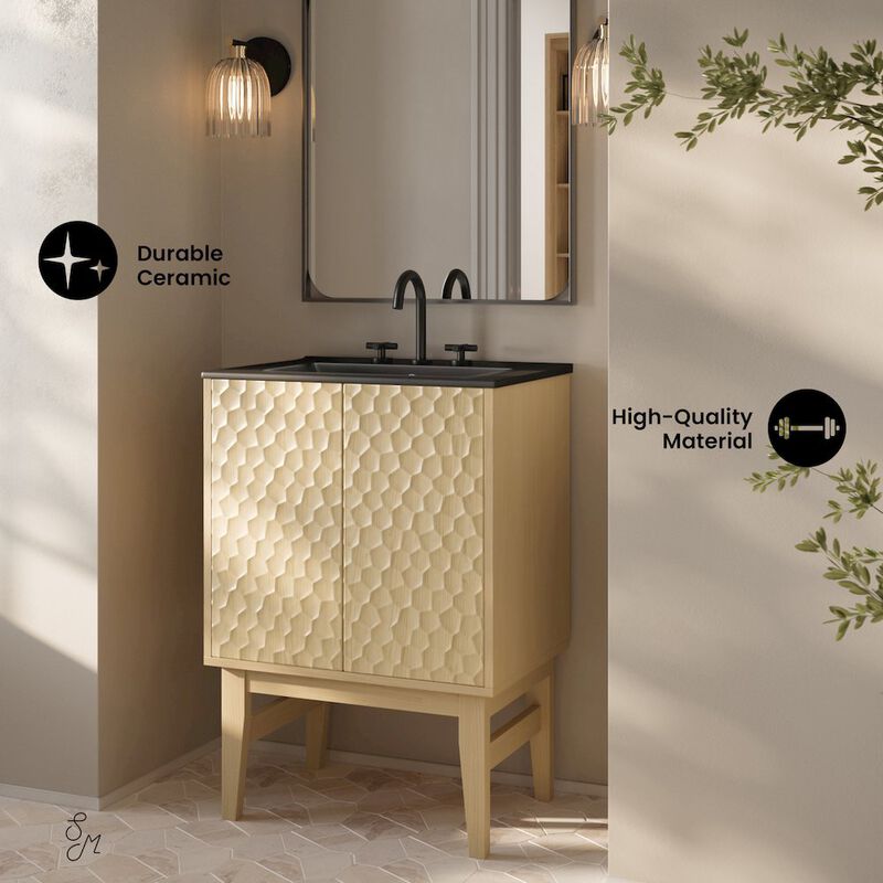 24" Freestanding Bathroom Vanity with 3-Hole Centerset Sink Top image number 2