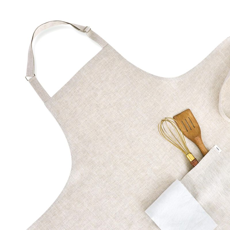 Solino Home 100% Pure Linen Apron - Linen Full Midi Apron
