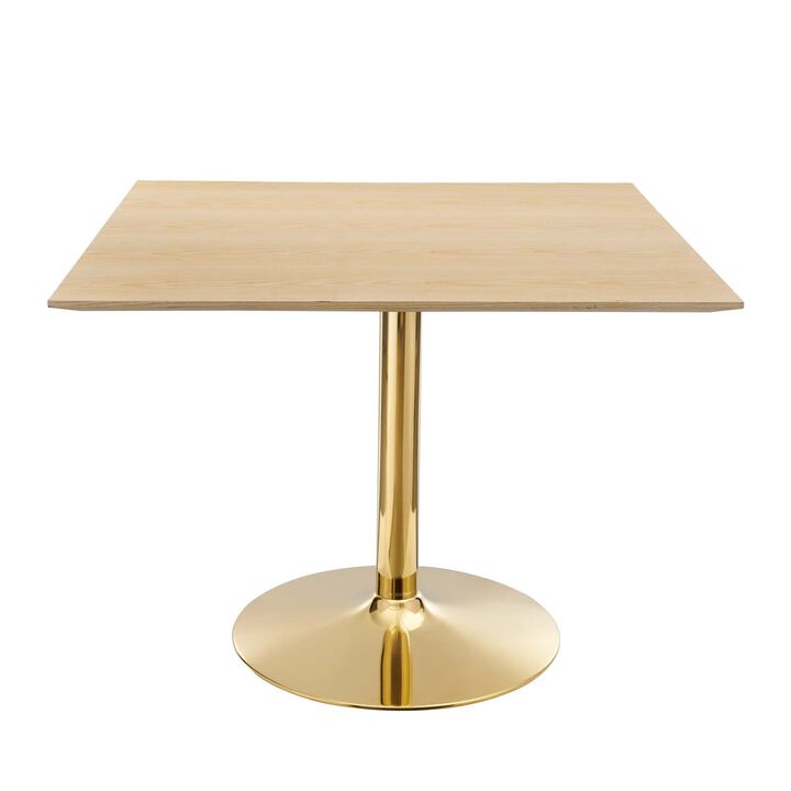 Modway - Verne 40" Square Dining Table Gold Natural