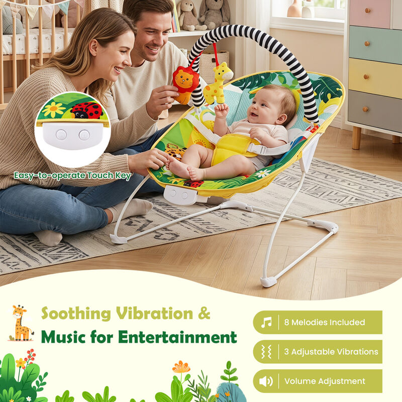 Portable Infant Rocker Seat with Detachable Toy Bar and Cushioned Seat image number 3
