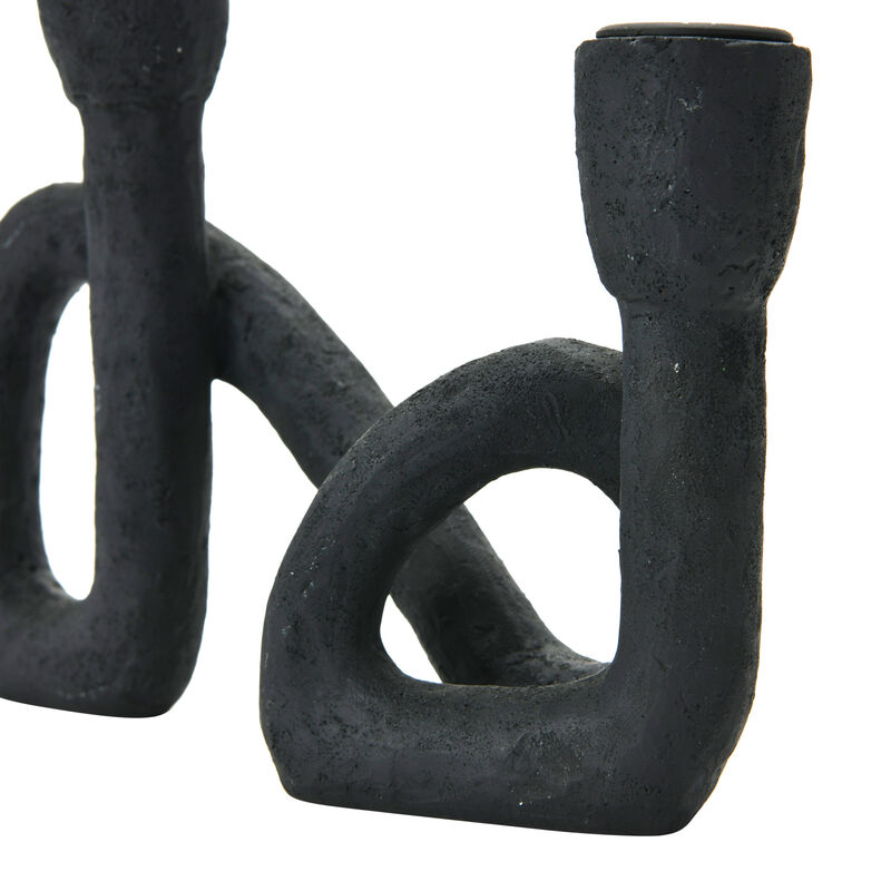 Decorative Resin Double Taper Candle Holder, Black image number 4