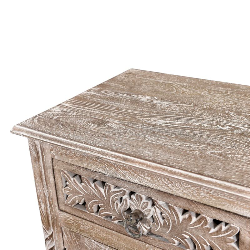 HomeRoots 30" Gray Solid Wood Distressed One Drawer Nightstand image number 5