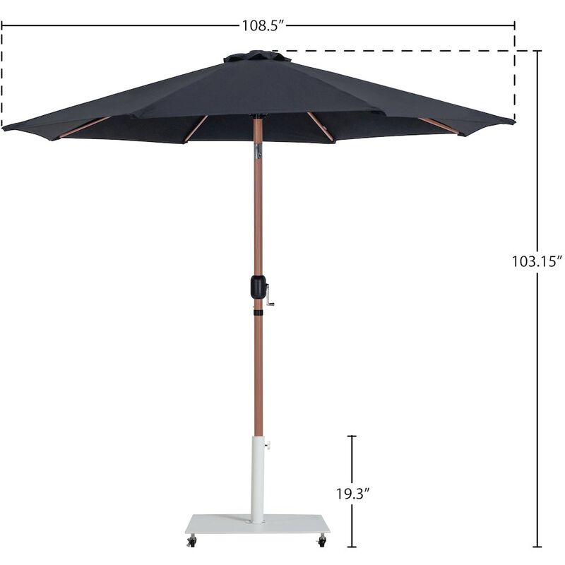Meridian Furniture Fiji Black Fabric / Matte White Aluminum Patio Umbrella with Base Sets
