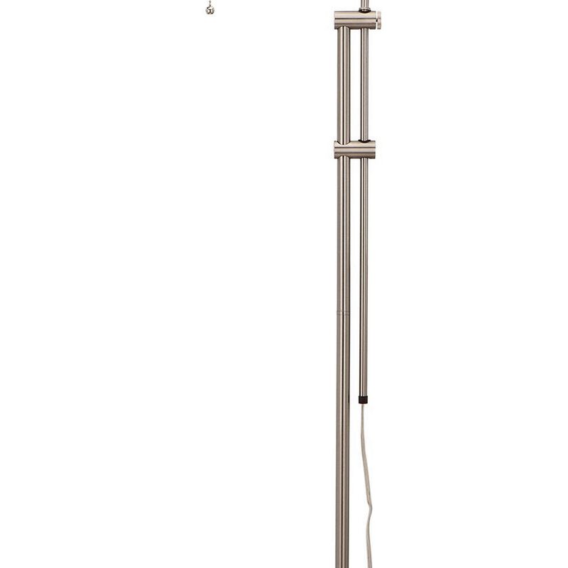 Metal Rectangular Floor Lamp with Adjustable Pole, White - Benzara
