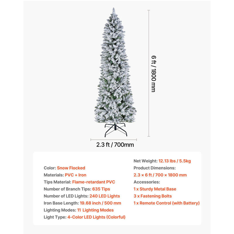 6ft Artificial Christmas Tree Prelit with 240 LED Lights Decor image number 2