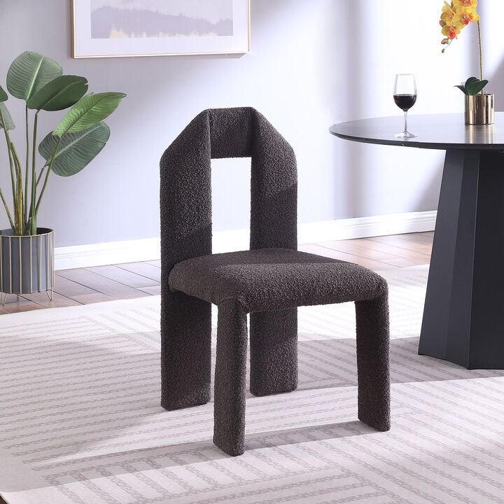 Meridian Furniture Bennett Brown Boucle Fabric Dining Chair, Set of 2
