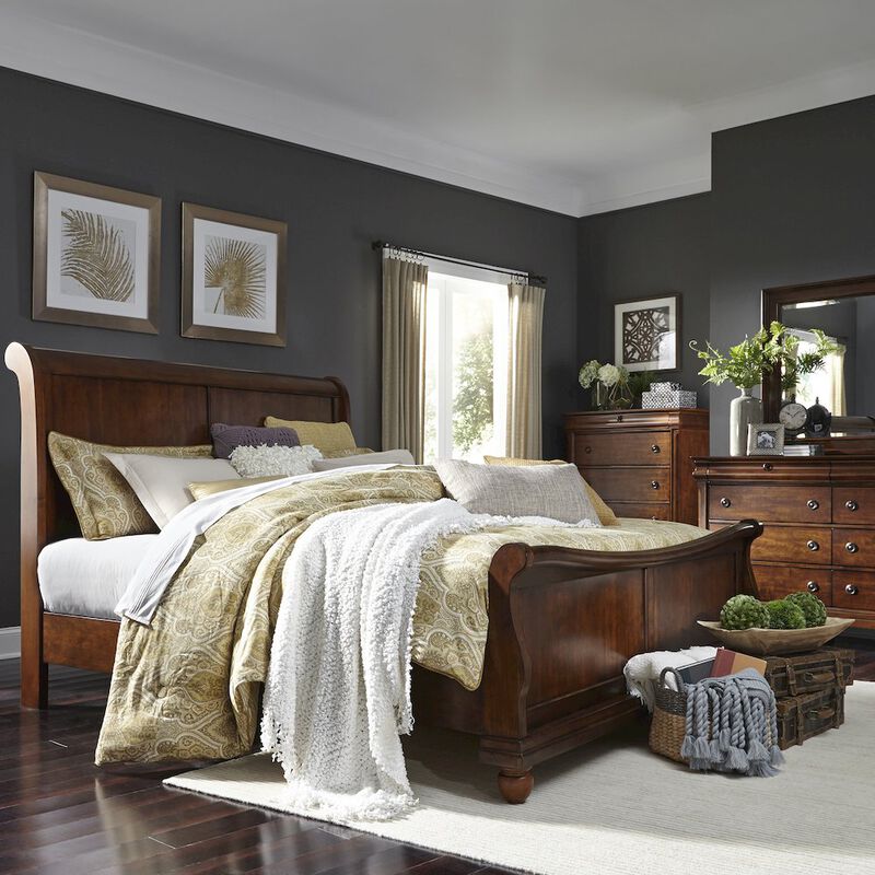 Liberty Furniture Rustic Traditions King Sleigh Bed, Dresser & Mirror, Chest image number 2