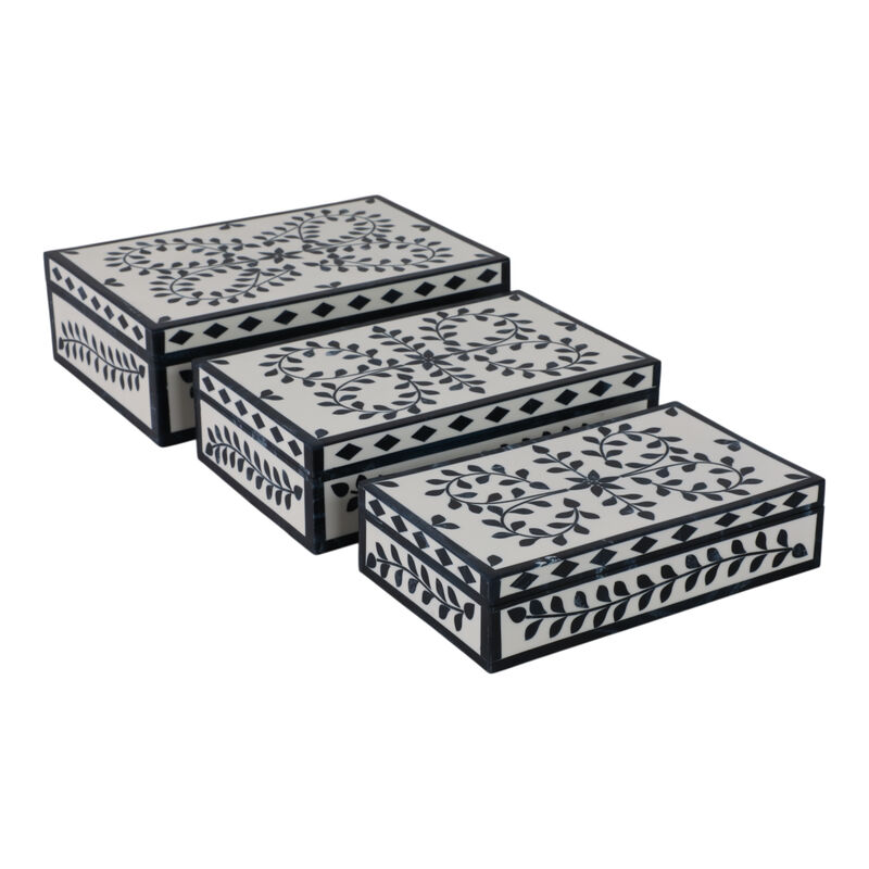 S/3 Blue Petals Boxes image number 0