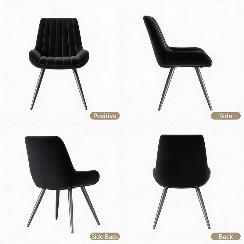 Modern Ribbed Fabric Upholstered Dining Chair Set of 4 image number 2