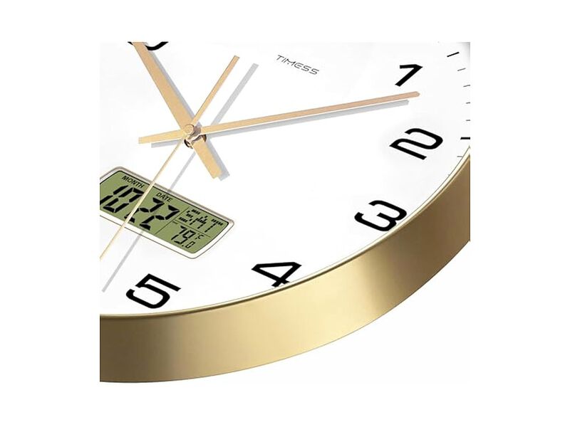 LCD Display Perpetual Calendar Temperature Wall Clock 10 Inch Silent Non Ticking image number 2