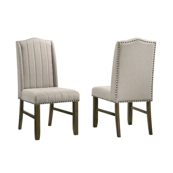 Wood fabric back dining chairs (Set of 2)