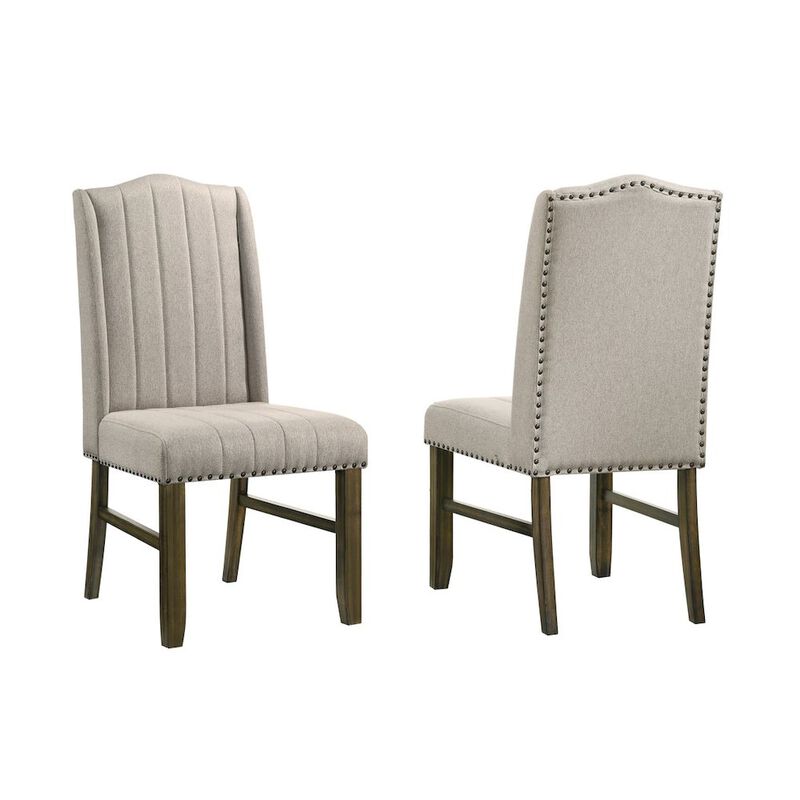 Best Quality Furniture Wood Fabric Back Dining Chairs (Set Of 2)