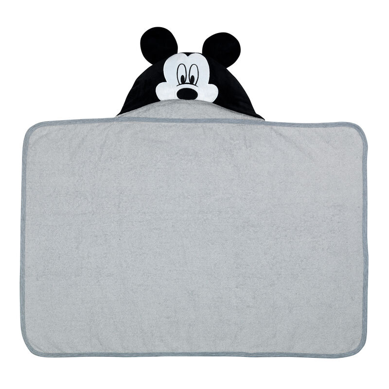 Lambs & Ivy Disney Baby Mickey Mouse Gray Cotton Hooded Baby Bath Towel