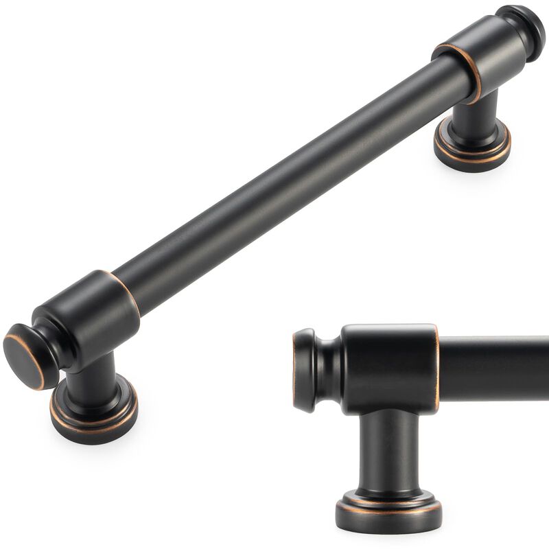 KOOFIZO Oil Rubbed Bronze Cabinet Pulls, 10-Pack Cabinet Handles, 5 Inch/128mm Screw Spacing, P11 Hardware for Kitchen Door, Dra