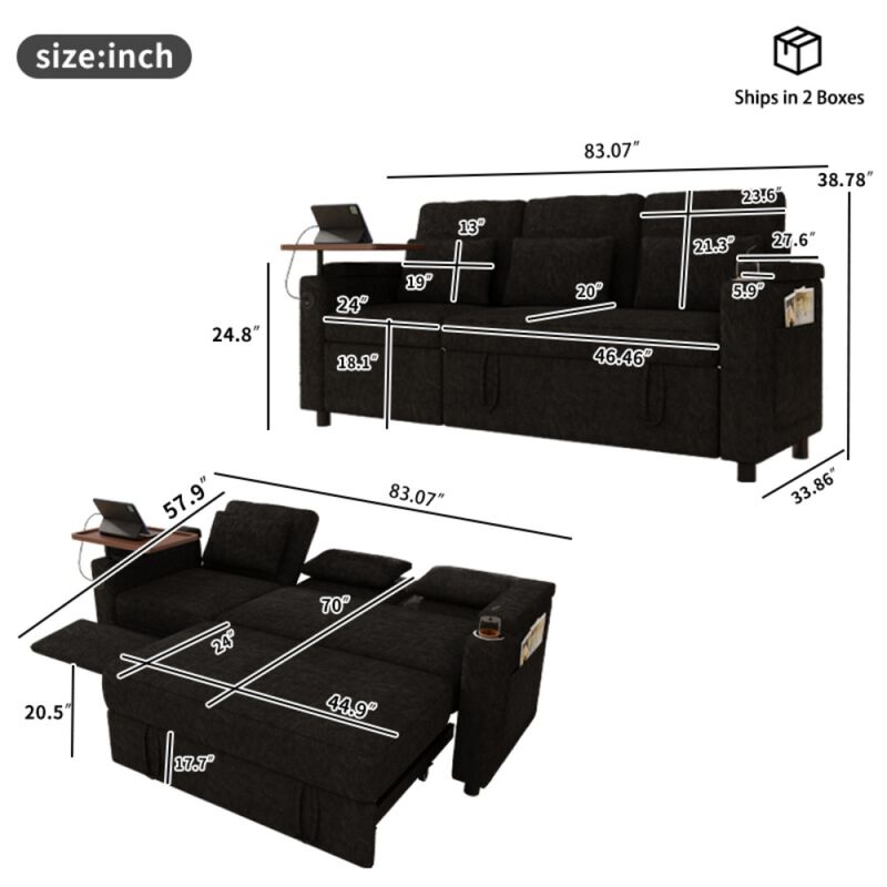 Kirram 3-in-1 Convertible Sleeper Sofa image number 9