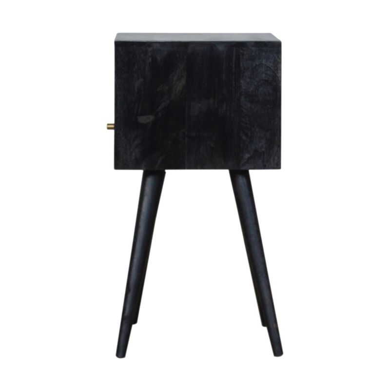 Mini Ash Black 1 Drawer Solid Wood Nightstand